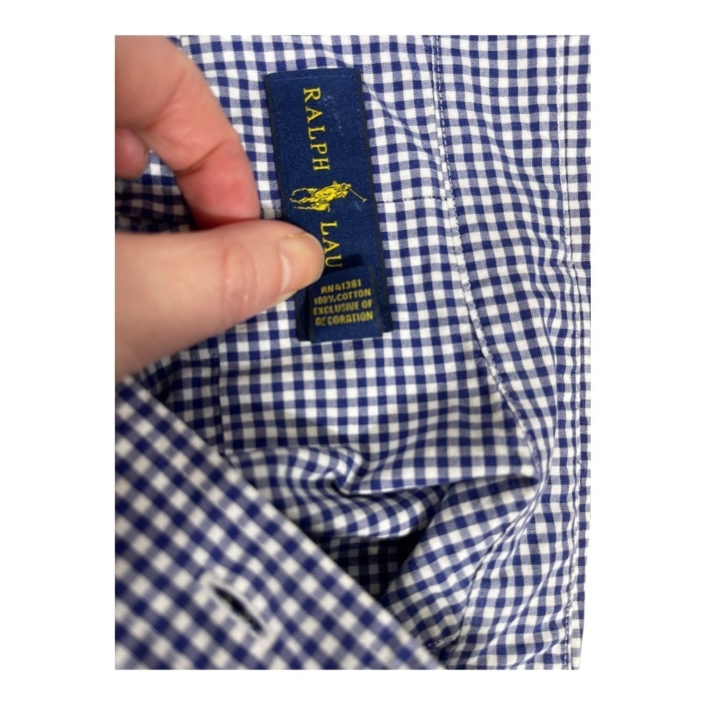 Ralph Lauren Button Down Oxford Shirt Men XL Blue White Gingham Long Sleeve XL - Picture 6 of 6